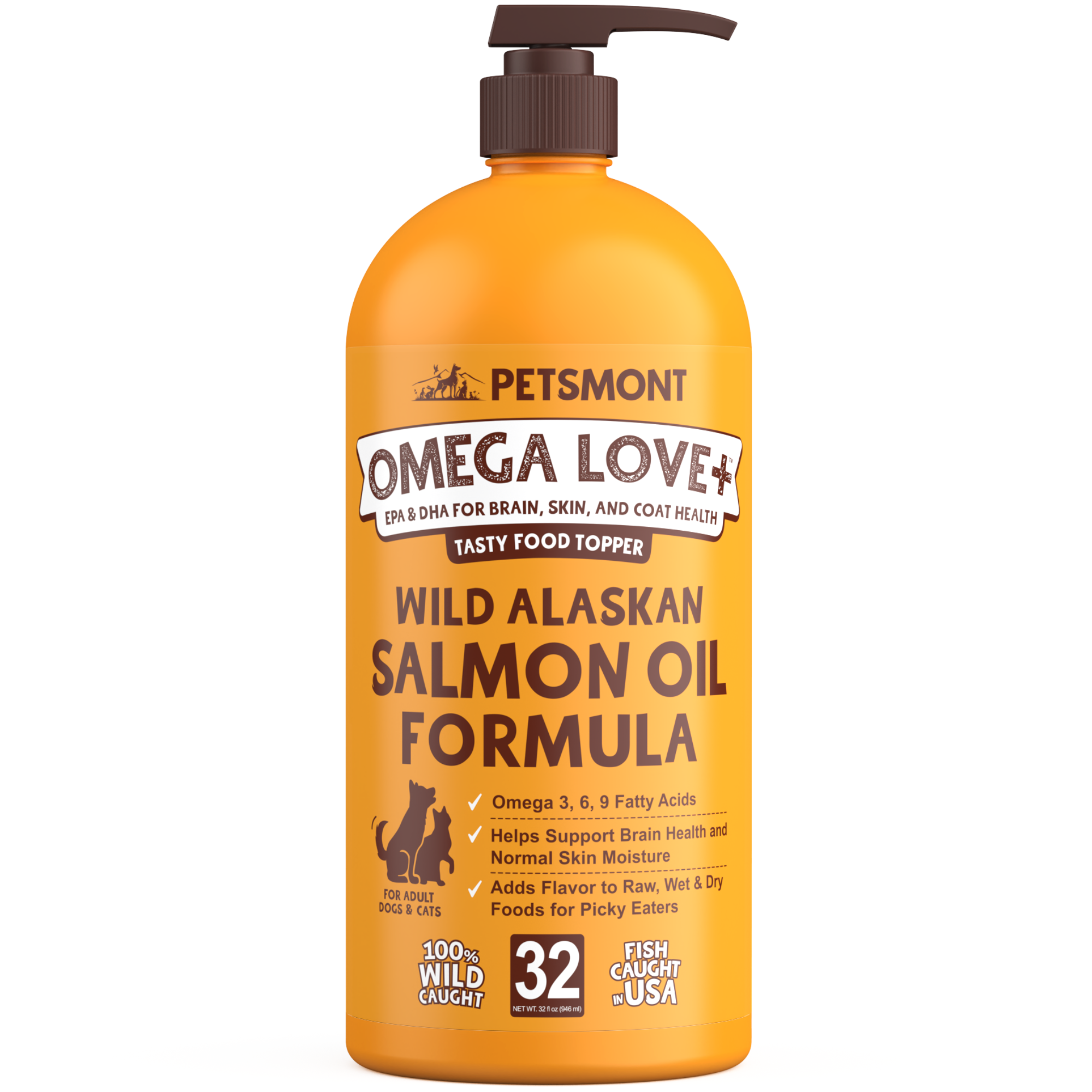 Wild Alaskan Salmon Oil for Dogs & Cats - Omega 3 Skin & Coat Support -  Liquid Food Supplement for Pets - Natural EPA + DHA Fatty Acids for Joint  Function, Immune & Heart Health, 32 Fl Oz : Pet Supplies 