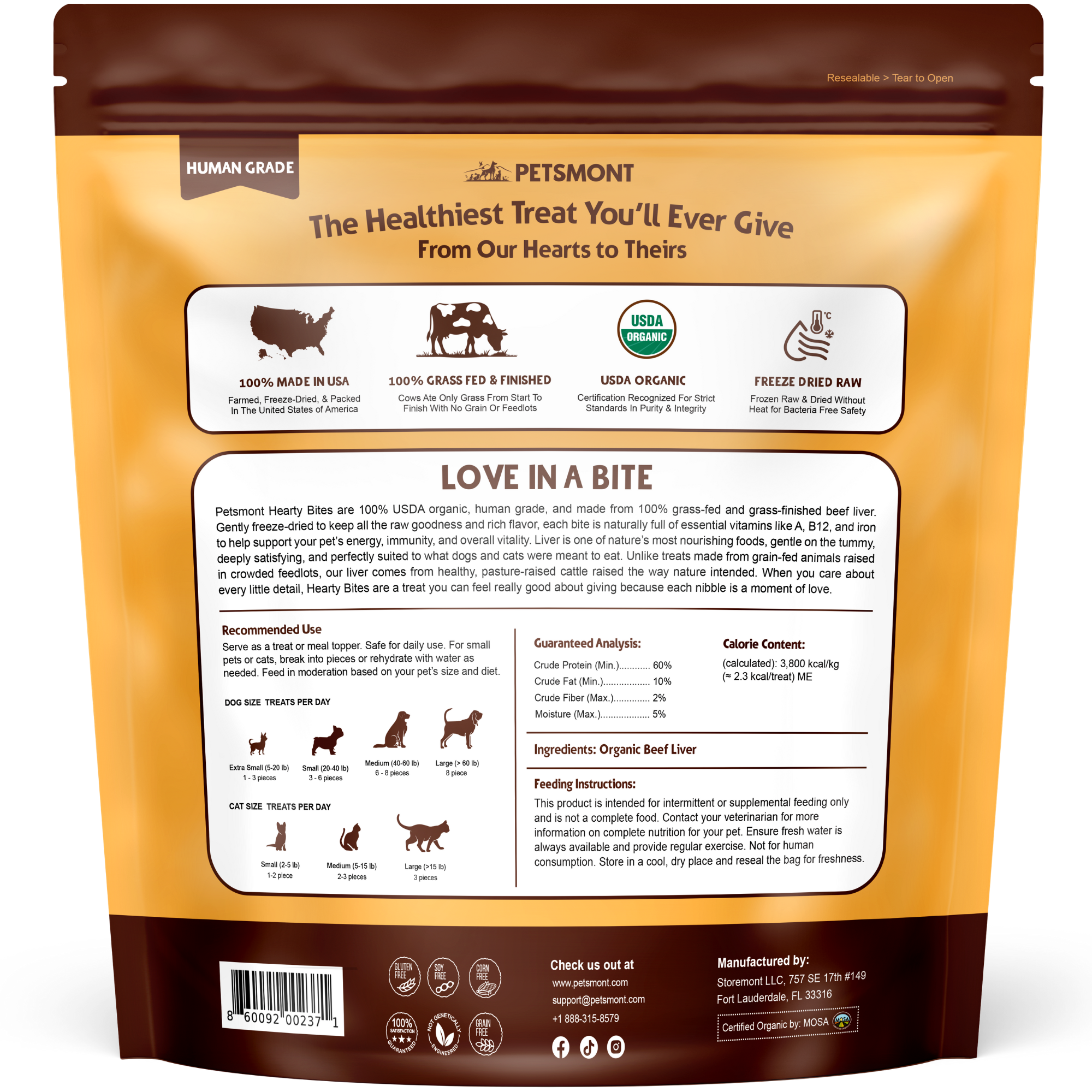 Freeze-Dried Beef Liver Dog Treats | Single Ingredient | Petsmont Hearty Bites