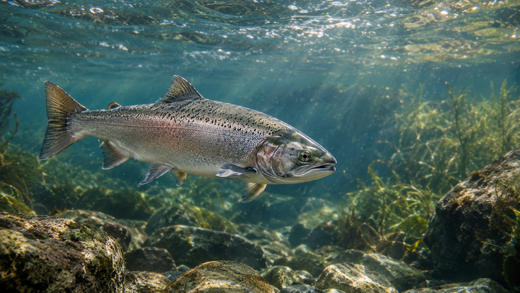 Wild Alaskan salmon, the natural source of Omega Love+'s Omega-3 fatty acids